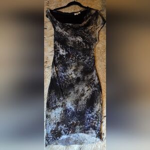 Helmut Lang Asymmetrical Oxide Star Print Twist Jersey dress Sz M
